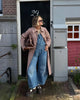 Women Plaid Long Windbreaker Chic Lapel Single Breasted Pocket Loose Jackets Lady Daily Commuting Street Outerwear