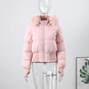 Wool Collar Hooded Cotton Women's Jacket Zipper Elastic Hem Long Sleeve Pocket Women Winter Coats Autumn Short Jacket For Ladies