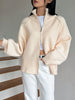 Lazy Style Sweater Jacket for Women Autumn Winter Thicken Warm Soft Knitted Cardigans Zipper Stand Collar Cardigan