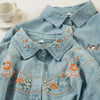 Harajuku Cotton Denim Spring Blouses Long Sleeve Women's Embroidered Shirts Pretty Blouses Woman Jean Shirts