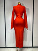Women Sexy Long Sleeve Diamonds Maxi Long Bodycon Bandage Dress Celebrity Elegant Evening Party Birthday Dresses