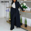 Women's Set Full Sleeve X-Long Blazer Coat+ Long Pant Suit Spring Streetwear Two 2 Piece Set Africa OL Work Outfits