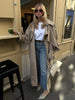 Solid Lace Up Long Trench Coat Women Full Sleeve Lapel Single Breasted Loose Outerwear Lady Autumn Daily Highstreet Coat