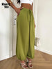 Solid Drapey Satin Loose Harem Pants Women Casual Elastic Waist Drawstring Design Long Pant Lady Commute Versatile Wear