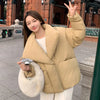 Women's Winter Lapel Puffer Jacket Loose Y2K Down Cotton Coat Woman Solid Color Casual Windproof Warm Cropped Parkas