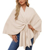 Elegant Shawl Wraps Soft Open Front Poncho Sweater Women Loose V-Neck Cape Casual Solid Color Soft Open Front Poncho Bat Shirt