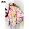 Women's Y2K Sweet Playful Loose Lapel Bomber Jacket Original All over Graphic down Filled Streetwear