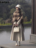 Winter Long Wool & Blends Coat for Women Chic Elegant Womans Clothing Skirted Woolen Overcoat