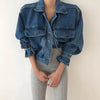 Coats Jackets Women Top Sexy Puff Long Sleeve Y2k Clothes Cropped Jacket Streetwear Women's Denim Shirt