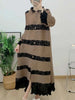 Lace Patchwork Pleated Dress For Women Lapel Long Flare Sleeves Color Block Elegant Party Clothing 32A431