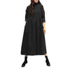 Women Autumn Corduroy Dress Casual Long Sleeve Buttons Up Sundress Solid Loose Holiday Vestido Kaftan Vintage Shirt Dress