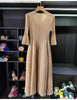 Spring Pleated Women's Bud Dress Round Neck Elegant Mid-Length V Collar Famale Clothing Chic 2DB6618