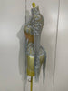 Sexy Performance Stage Costume Sparkly Rhinestones Tassel See-Through Dress Women Bars Nightclub Party Latin Dance Dress