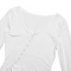 Women's A-Line Bodycon Mini Dress Ruffle Hem V-Neck Asymmetrical Buttons Long Sleeve Short Dress Party Streetwear Outfits