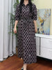 Women 100% Cotton Shirt Dress Plaid Letter Printed Lace-up Half Sleeve Lady Turn-down Collar Loose Single Breasted Midi Robe