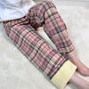 Padded Thickened Wide Leg Pants Winter LambswoolPlaid Pants Female High Waist Casual Straight Pants