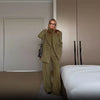 Women's Casual Versatile Office Formal Outfits Elegant Soft Shoulder Pad Blazer All Season Simple Commuter Straight Pants