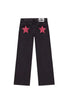 Gothic Womens One Dilemma Jeans Y2K Clothing Sequin Five Pointed Star Rivet Retro Jeans Mid Rise Wide Leg Trousers