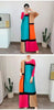 Round Neck Pleated Dress For Women Color Block Long Sleeves Loose A-line Dresses Printed Female Clothing Tide 2YA946