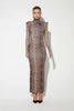 Leopard Print Long Sleeve Sexy Maxi Dress For Women Autumn Winter Elegant Turtleneck Printed Bodycon Long Dress