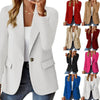 Women Solid Button Suit Coat Lapel Long Sleeve Hatless Casual Coat Jacket Oversized Work Office Lady Business Autumn