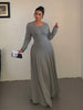 Plus-Size Solid-Color Knit Elegant A-Line Flowy Maxi Dress Women's Long Dress Casual & Commuter Style