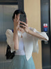Pleated Casual Thin Jacket for Women with A Sense of, Loose One Button Short Cardigan Top for Women