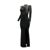 Women Mesh See Through Long Sleeve Diamonds Rhinestones Mermaid Long Dress Fall Evening Sexy Party Dresses Vestidos