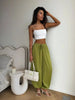 Solid Drapey Satin Loose Harem Pants Women Casual Elastic Waist Drawstring Design Long Pant Lady Commute Versatile Wear