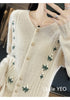 Autumn Winter Round Neck Embroidery Comfortable Ladies Sweater Coat Elegant Women Knitted Cardigan Sweater Jacket