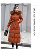 Female Winter Over Knee Loose Large Fur Collar Hooded Warm Thick Parkas Long Down Cotton Plus Size Parkas Coat Women Padded Coat