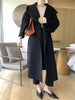 Mid-Length Autumn and Winter Hooded Double Sided Cotton Cashmere Coat Female 100% Wool Loose Thick Woolen Coat