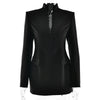 Stand Collar Long Sleeve Women Blazer Dress White Single Breasted Shoulder Pads Dress Winter Skinny Elegant Blazer Dress