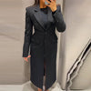 Office Lady Blazer Jacket Shoulder Pad Long Sleeve Lapel Female Coat Spring Button Pocket Lady Commuting Outwear