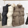Winter Down Cotton Vest Jacket Women's Sleevele Stand Parkas Warm Short Vest Coat Female Waistcoat Overcoat Ladies Tops