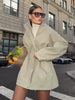 Women's Stand Collar Mid Length Trench Coat Drawstring Waist Autumn Winter Coats Cotton Outer Jacket