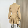 Autumn Winter Women's Windbreaker Dress Mini Skirt Long Sleeve Empire Waistline Outerwear Female Long Coat N967