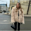 Faux Fur Coat Women Loose Lapel Full Sleeve Fluffy Short Overcoat Autumn Winter Street Lady Furry Warm Overcoat