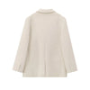 Winter Women's White faux fur Effect straight cut loose Edition casual suit jacket