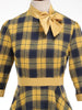 Mock Neck Bowknot Plaid 50s Vintage Dresses for Women 3/4 Length Sleeve Autumn Winter Elegant Pockets Midi Dresses