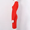Women White Hollow Out HL Bandage Dress Long Sleeve Bodycon Sexy Cut Out High Neck Party Red Black Midi Runway Dress XL