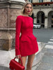 Autumn Female Tee Bow Mini Dress Slim Patchwork High Waist Elegant Party Dress Women's Solid Y2k Bodycon Dress