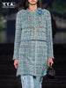Elegant Women Tweed Jacket Long Sleeve Single Breasted Plaid Short Coat Spring Autumn Office Ladies Designer Outerwear