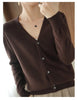 100% Cotton Women's Long Sleeve Top V-neck Coat Knitwear Cropped Coat Cardigans Sweaters Solid Casual 202