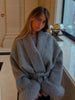 Elegant Lace Up Woolen Short Coat Solid Lapel Fur Cuffs Belt Long Sleeve Jacket Female Autumn Winter Lady Chic Cardigan