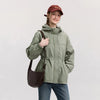 Denim Jacket Women Mid-Length Loose Hooded Spring Waist-Cinching Coat Retro Design for Outfits