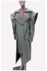 Autumn Long Oversized Ruffled Trench Coat for Women Drawstring Loose Elegant Chic Asymmetrical Overcoat