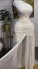 Women One Shoulder Skew Neck High Split Pleated Hem Bodycon Long Maxi Dress Evening Sexy Club Party Dresses Vestido