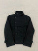 Women's Minimalist Retro Stand up Collar Thick Coat, Asymmetrical Button Decoration, Slim Fit Long Sleeved Top, Winter