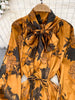 Spring Autumn Women's Long Sleeved Dress Temperament Loose Large Size Lace Up Printed Long Dress Female C329